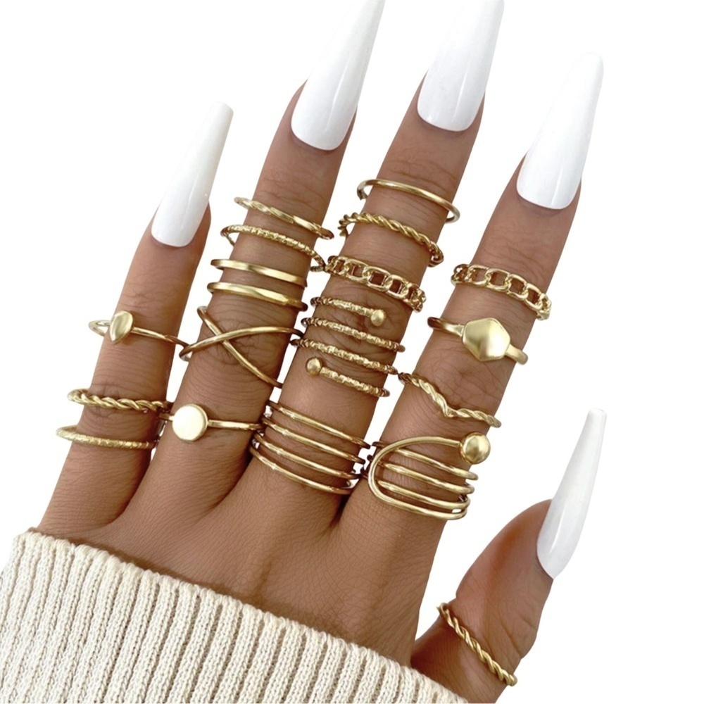 Goldtone Stackable Geometric Knuckle Rings